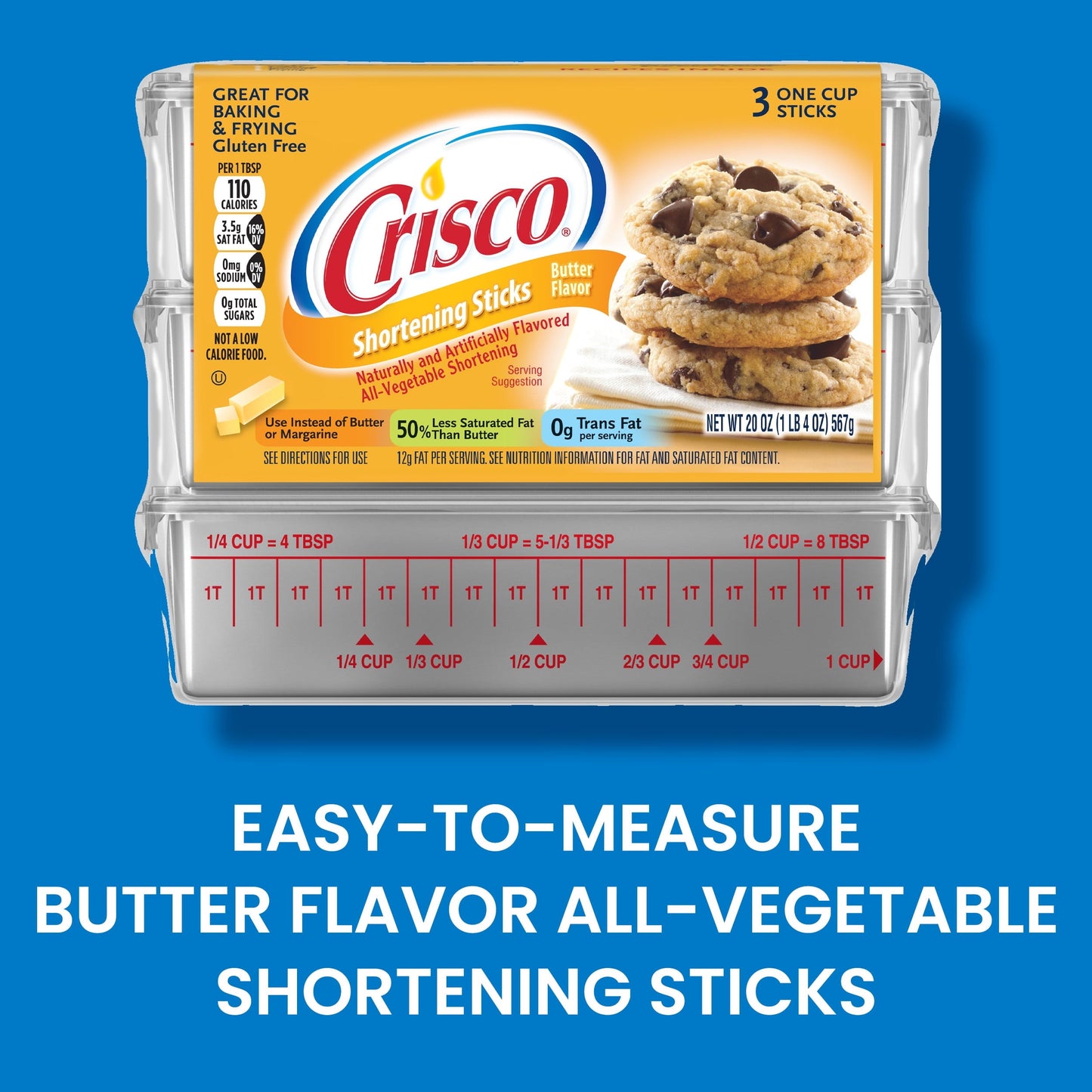 Crisco Butter Flavor All-Vegetable Shortening Sticks, 20 oz