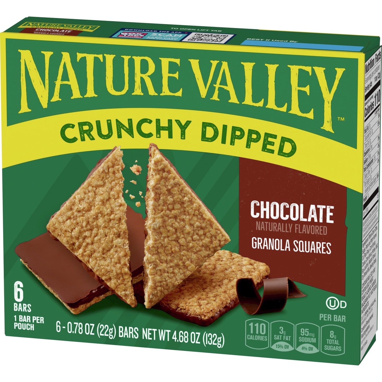 Nature Valley Crunchy Dipped Granola Squares, Oats and Chocolate, 6 ct, 4.68 OZ