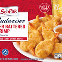 SeaPak Budweiser Beer Battered Shrimp, Oven Crunchy, Easy to Bake, Large, 16 oz (Frozen)
