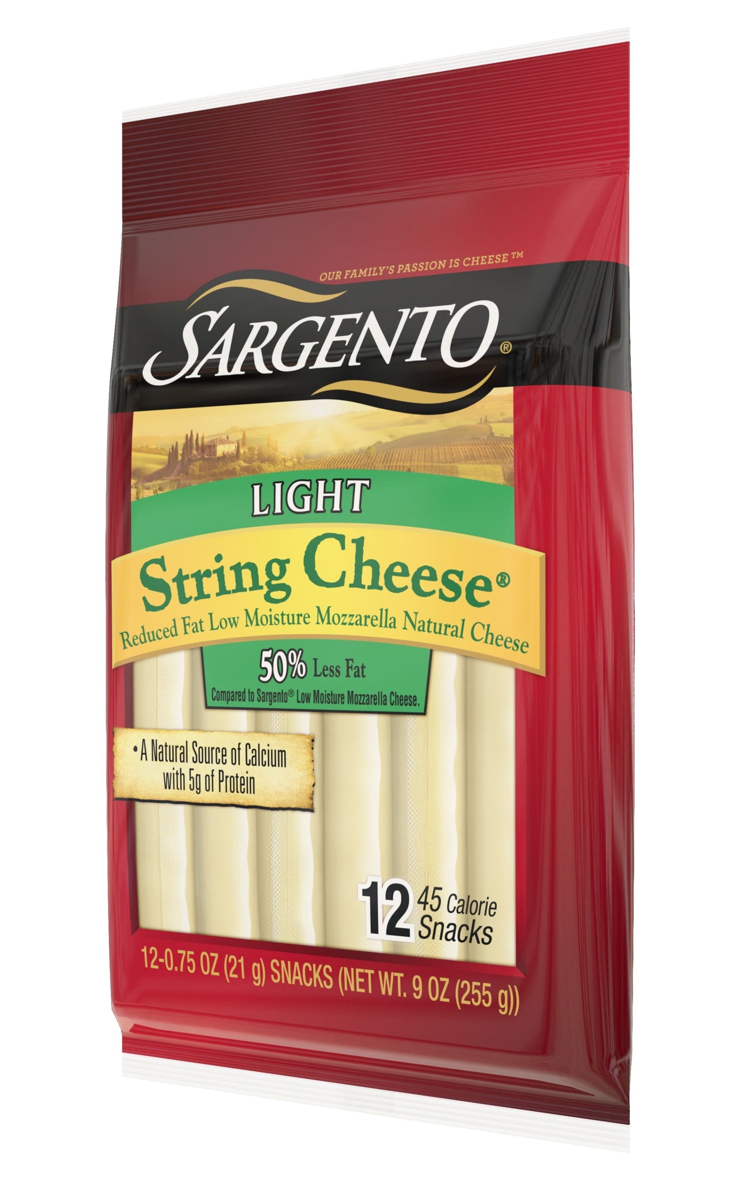 Sargento® Reduced Fat Low Moisture Part-Skim Mozzarella Natural Cheese Light String Cheese Snacks, 12-Count