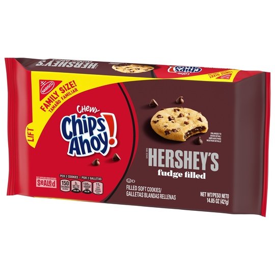 CHIPS AHOY! Chewy Hershey's Fudge Filled Soft Cookies, Family Size, 14.85 oz