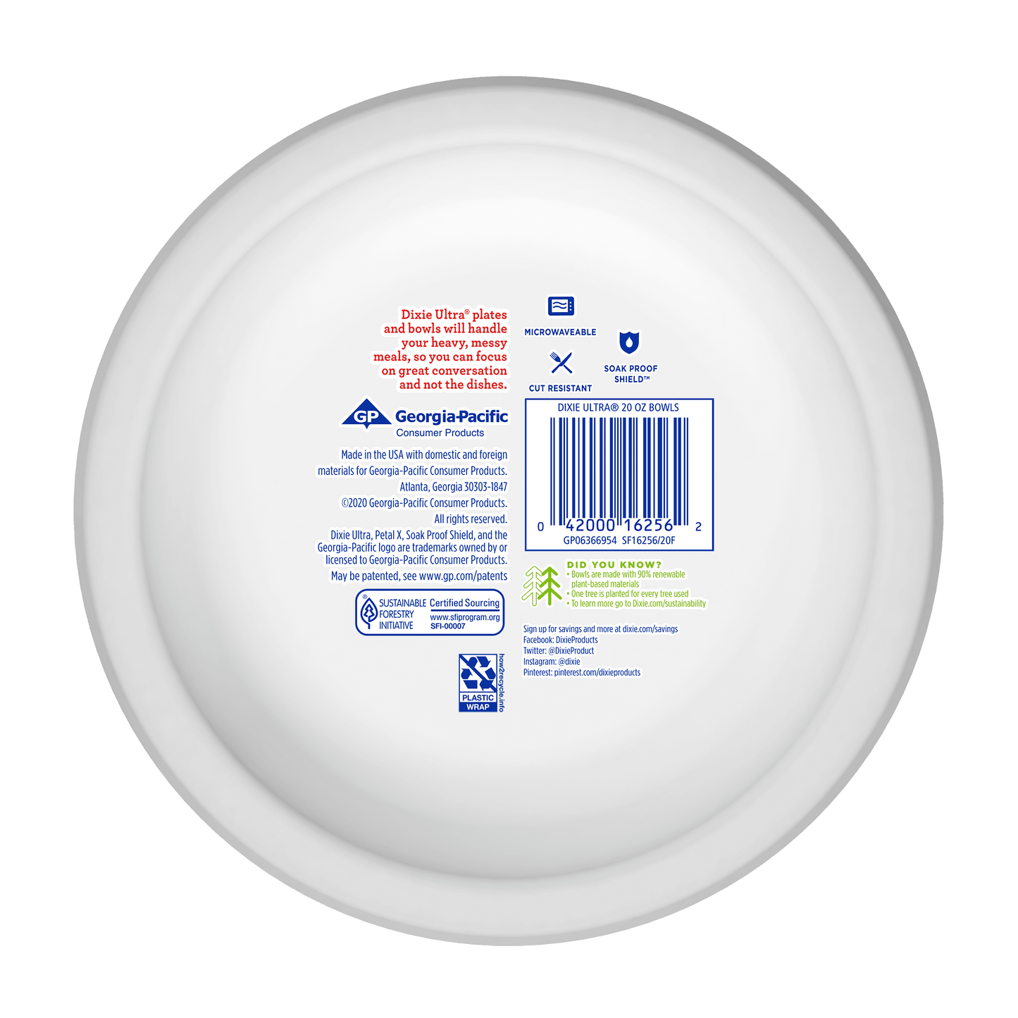 Dixie Ultra Disposable Paper Bowls, 20 Ounce, 50 Count