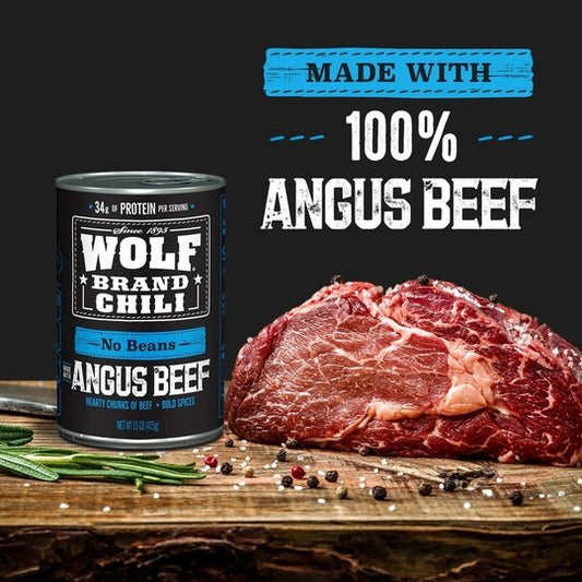 WOLF BRAND Angus No Beans Chili, 15 oz.