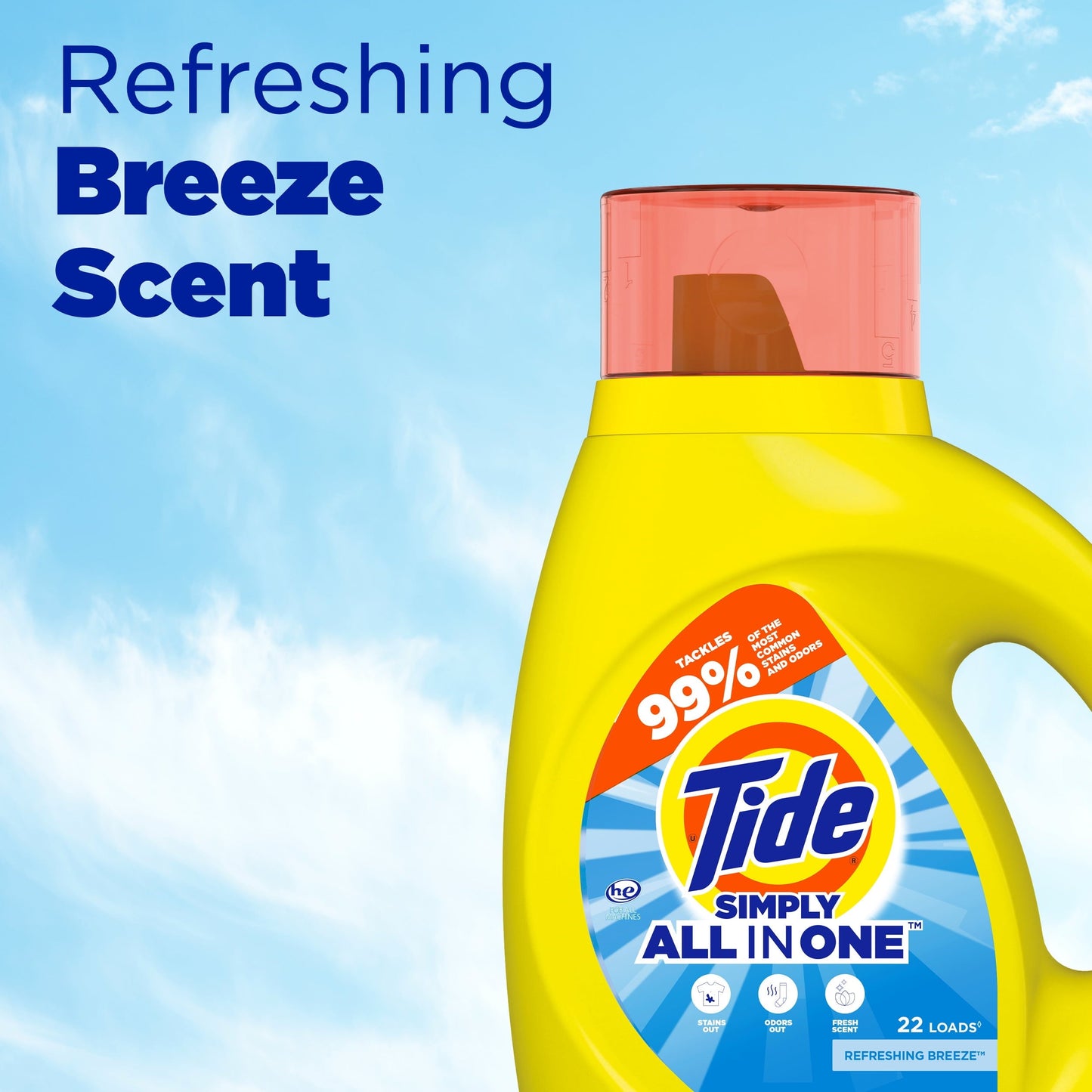 Tide Simply Refreshing Breeze, 22 Loads Liquid Laundry Detergent, 31 fl oz