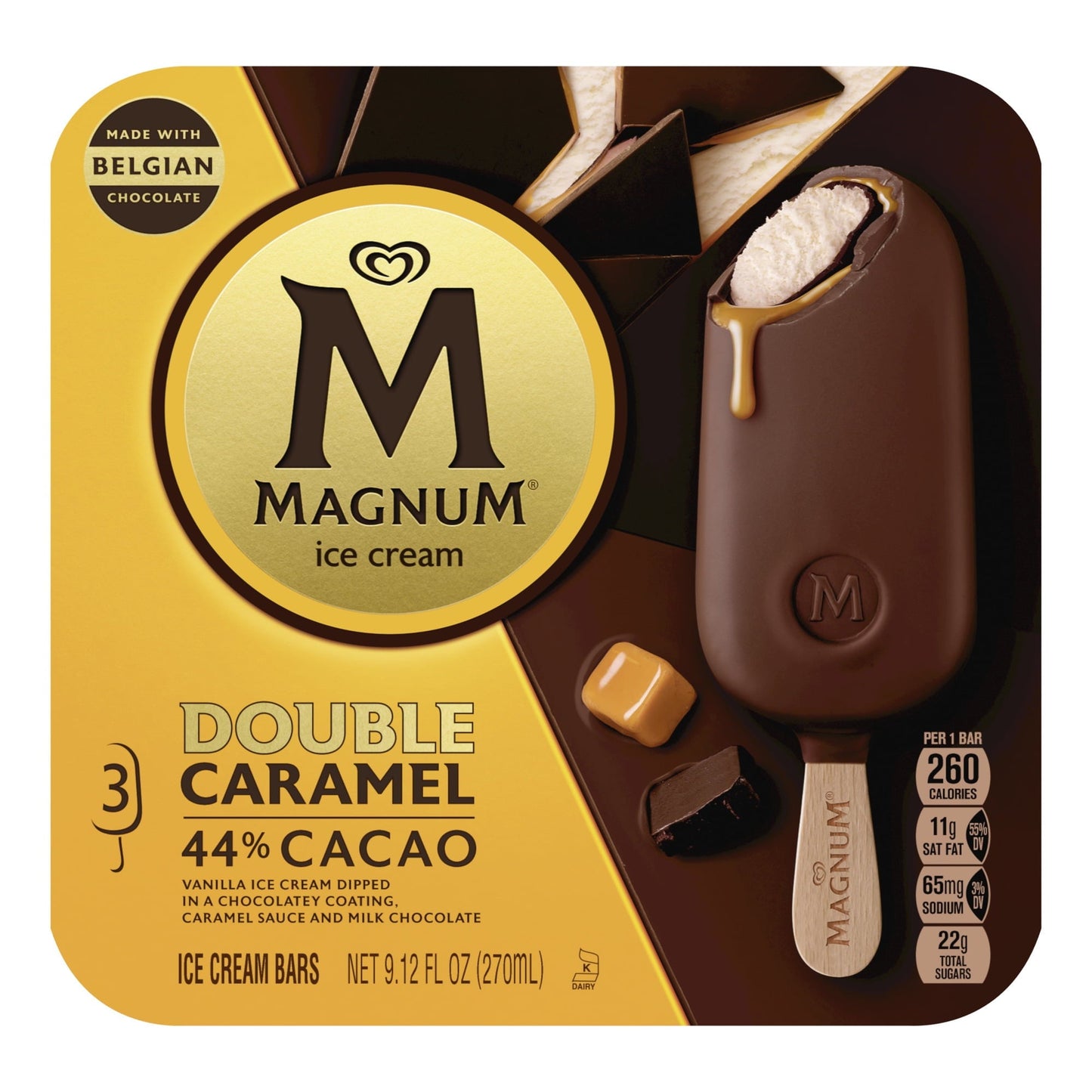 Magnum Double Caramel Vanilla Ice Cream Bars, 3.04 fl oz, 3 count