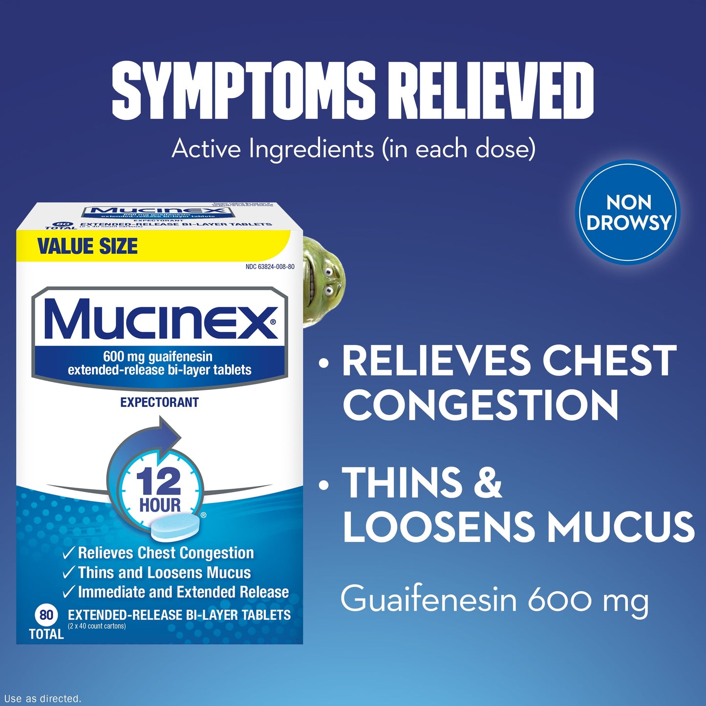 Mucinex 12 Hour Relief, Chest Congestion and Cough Medicine, 80 Tablets