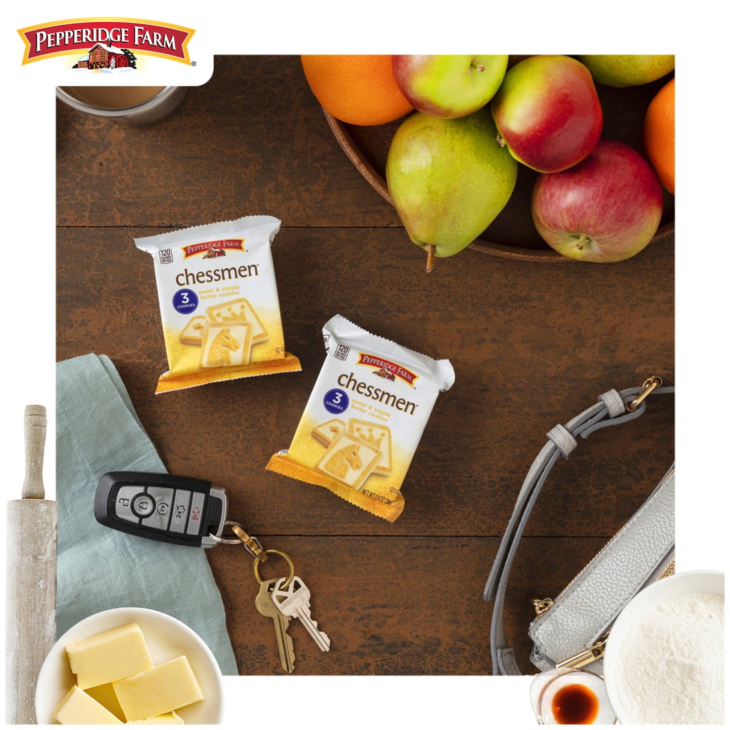 Pepperidge Farm Chessmen Butter Cookies, 9 Packs, 3 Cookies per Pack