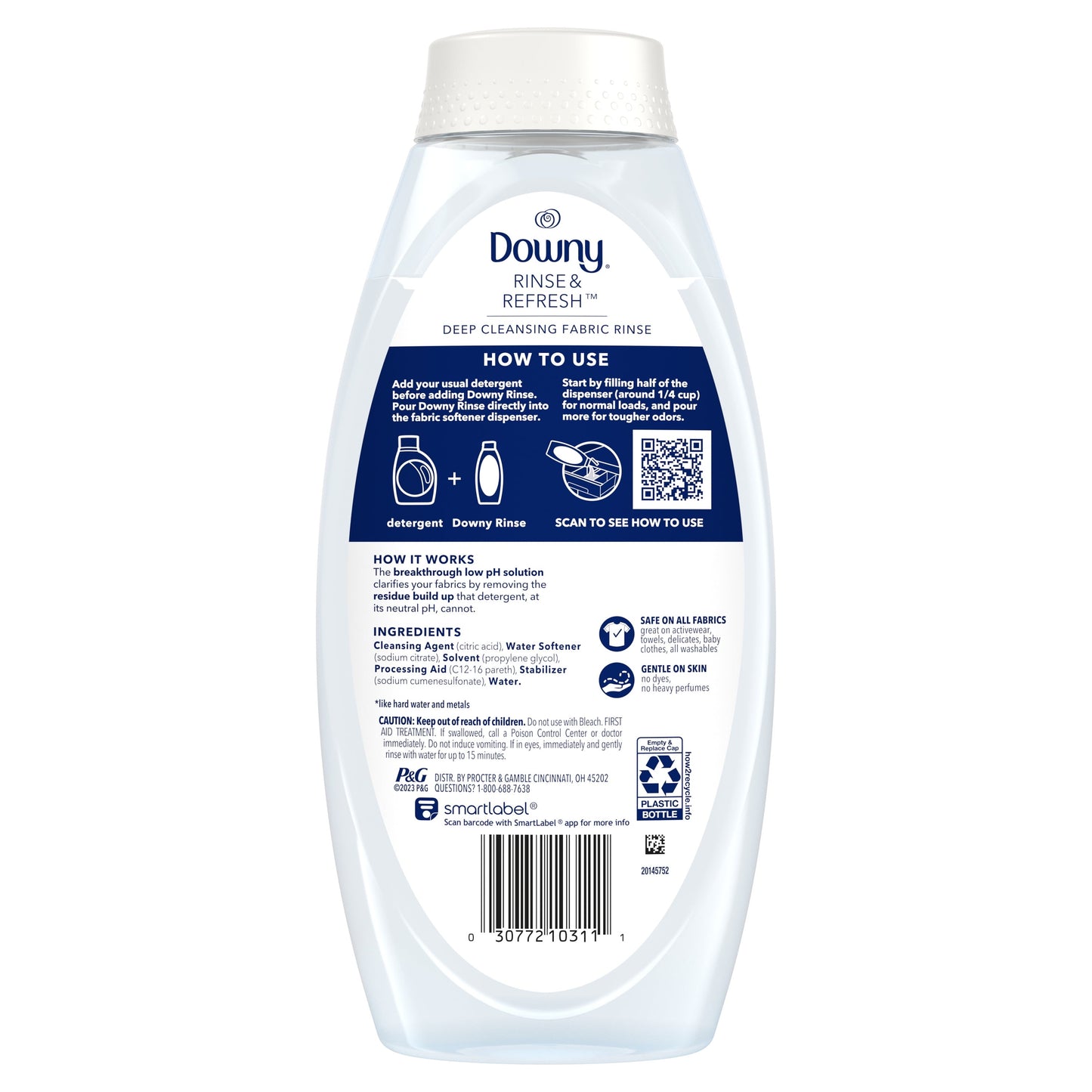 Downy Rinse & Refresh Free & Gentle Laundry Odor Remover and Fabric Softener, Fragrance Free, 25.5 fl oz