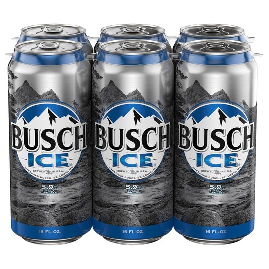 Busch Ice Domestic Beer, 6 Pack, 16 fl. oz. Cans, 5.9% ABV