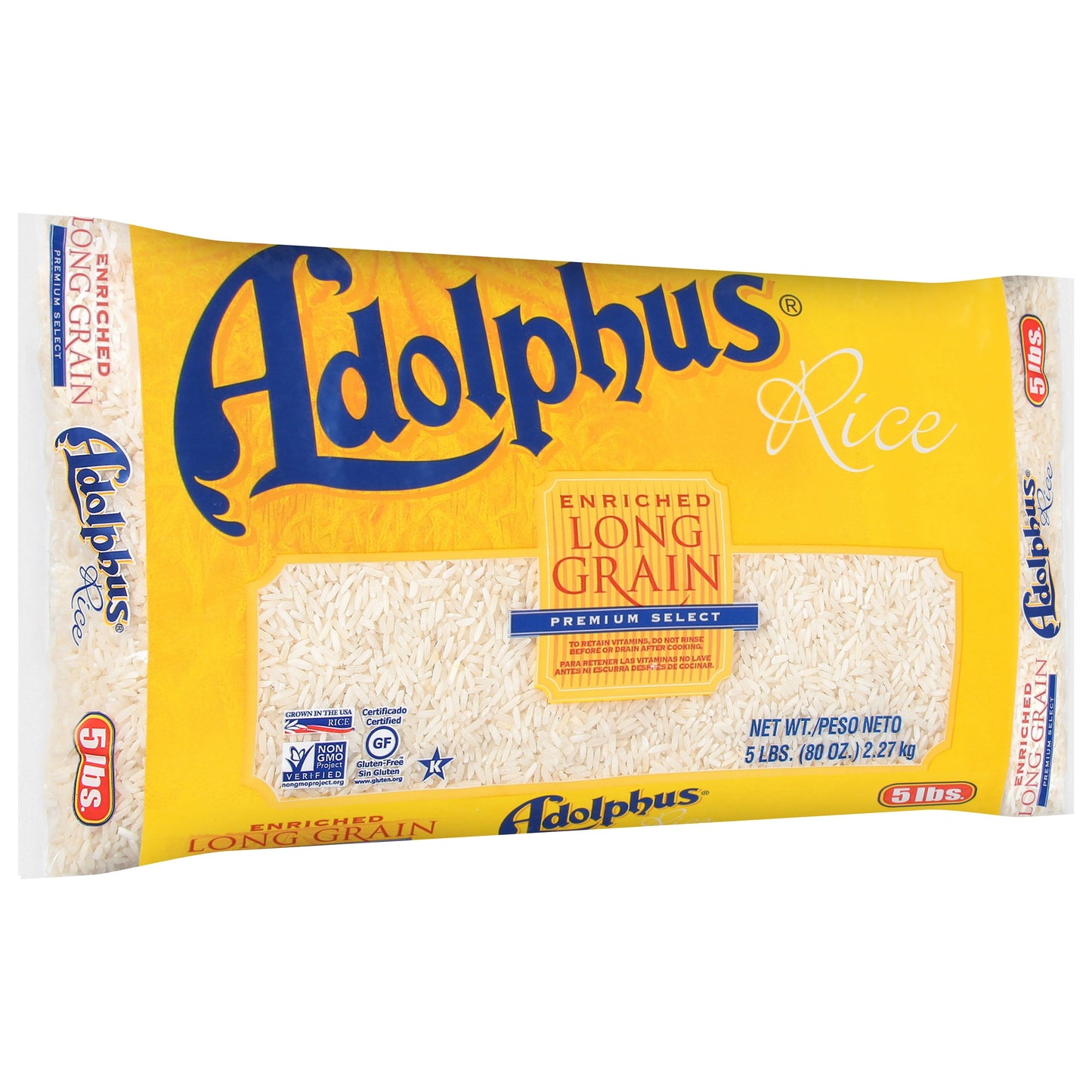 Adolphus Enriched Long Grain White Rice, Gluten Free, 5 lb Bag