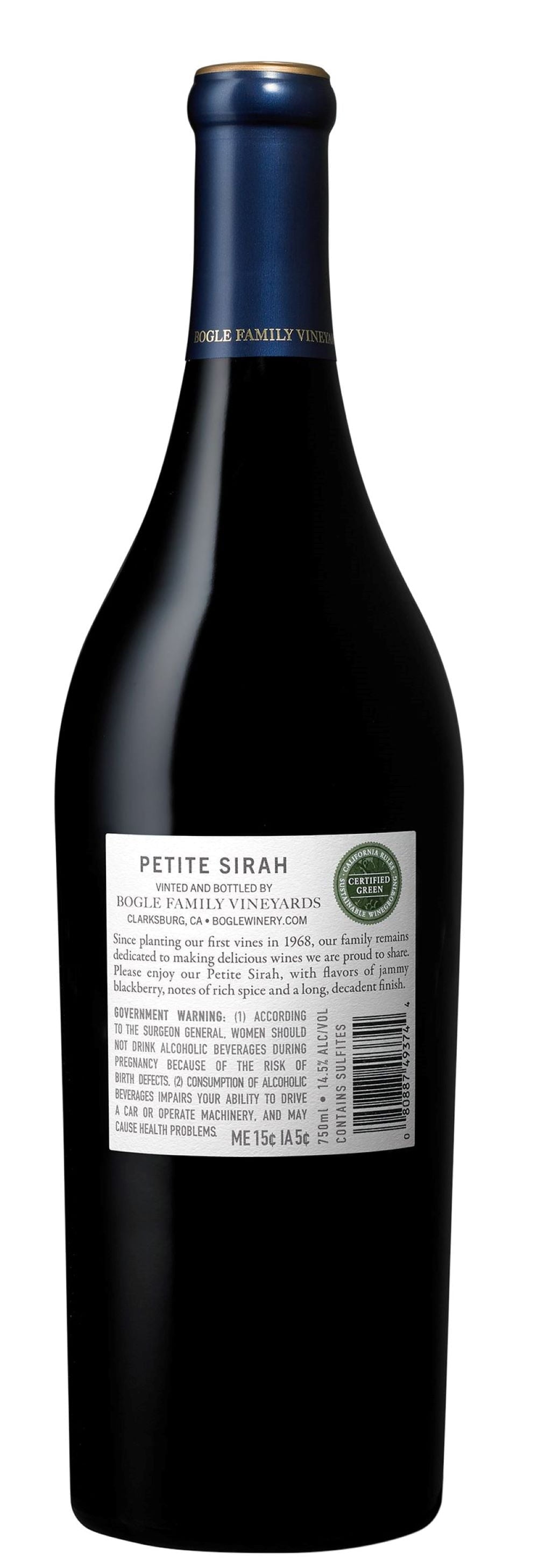 Bogle Petite Sirah Red Wine, California, 14.5% ABV, 750ml Glass Bottle, 5-150ml Servings