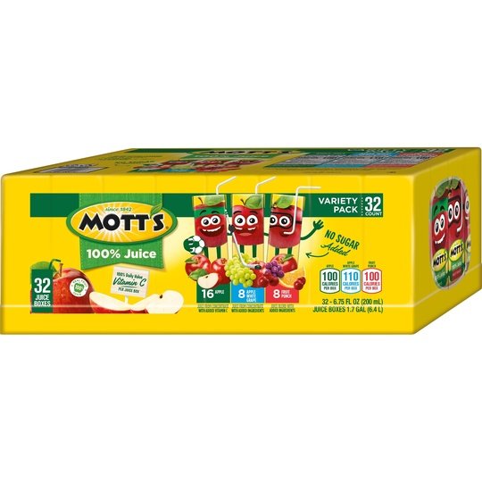 Mott's Juice Variety Pack, 6.75 fl oz Drink Boxes, 32 Pack