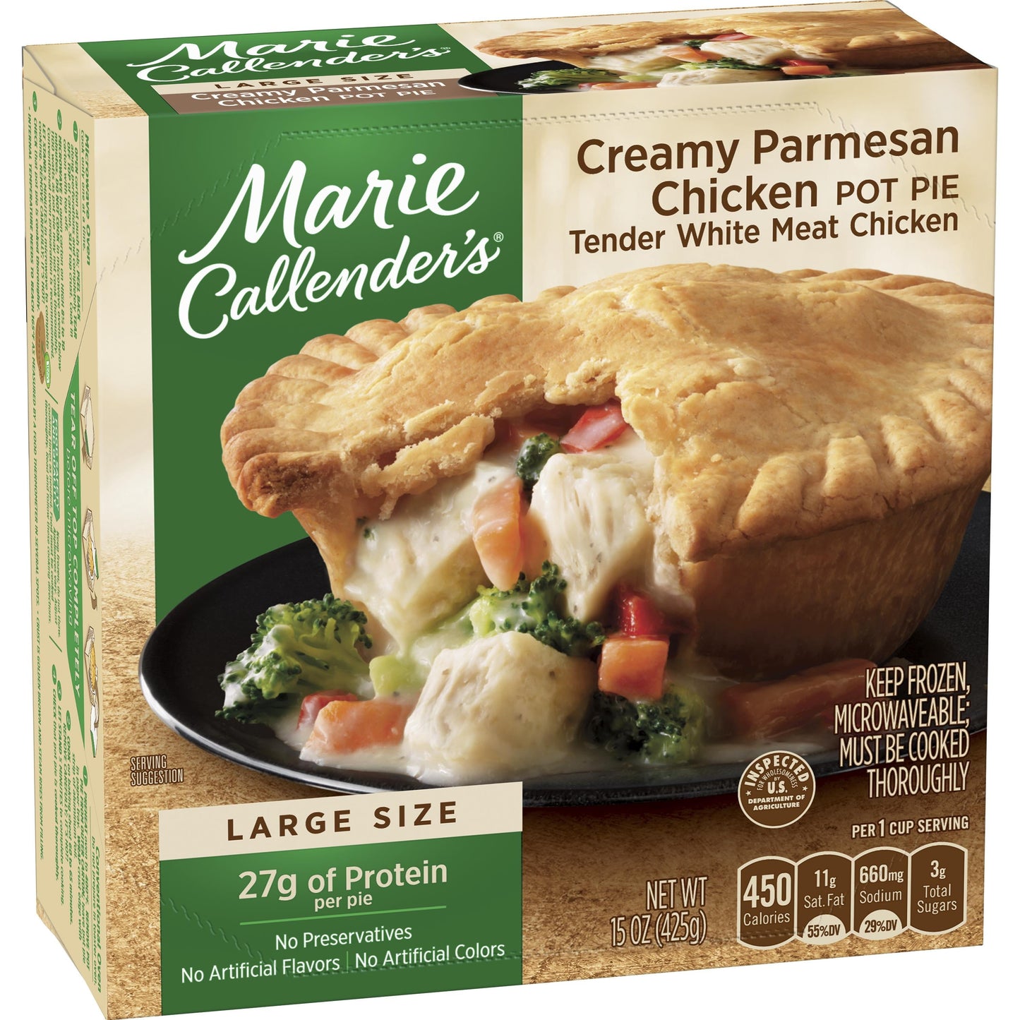 Marie Callender's Creamy Parmesan Chicken Pot Pie Frozen Meal, 15 oz (Frozen)