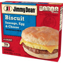 Jimmy Dean Sausage Egg & Cheese Biscuit Sandwich, 18 oz, 4 Ct (Frozen)