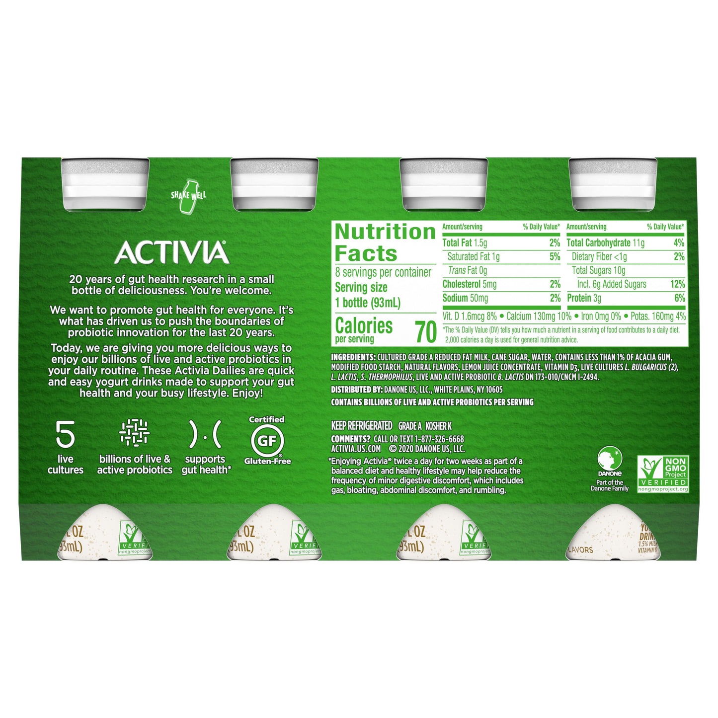 Activia Probiotic Dailies Vanilla Lowfat Probiotic Yogurt Drinks, 3.1 fl oz, 8 Count