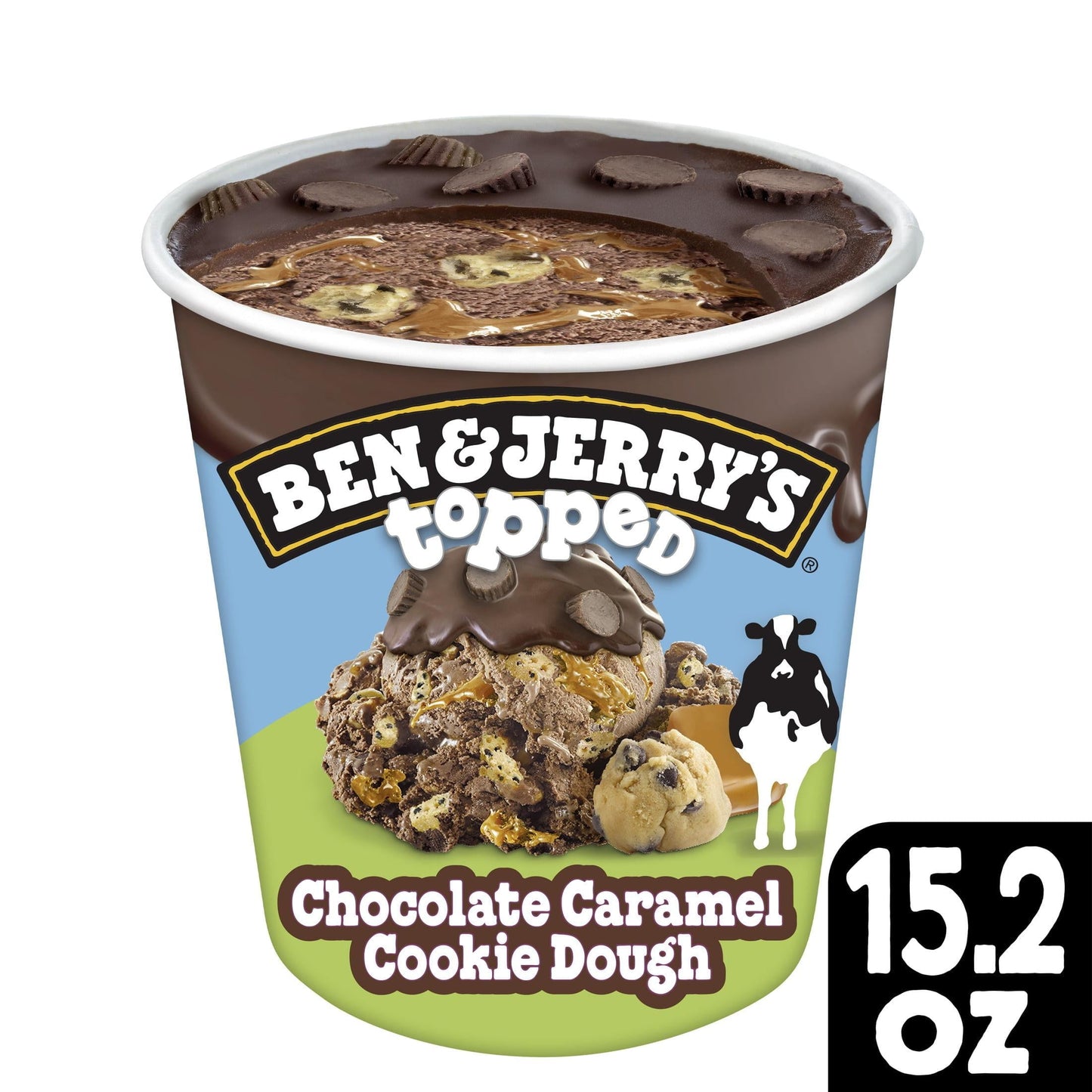 Ben & Jerry's top Chocolate Caramel Cookie Dough Ice Cream, 16 oz