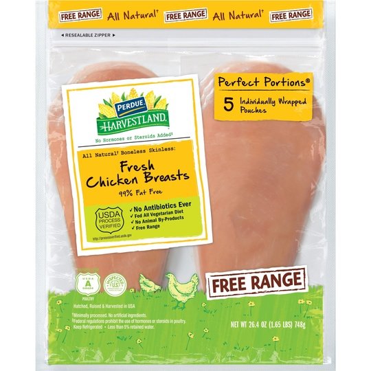 Perdue Perfect Portions, Free Range, Boneless Skinless Chicken Breast, 1.65 lb. (Raw Cutlets)