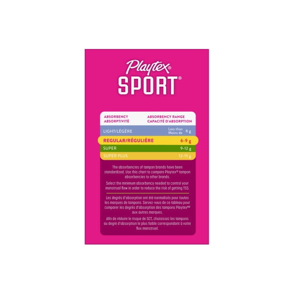 Playtex Sport Regular Plastic Applicator Unscented Tampons, 36 Ct, 360 Degree Sport Level Period Protection, Traps Leaks, No-Slip Grip Applicator, Moves With You