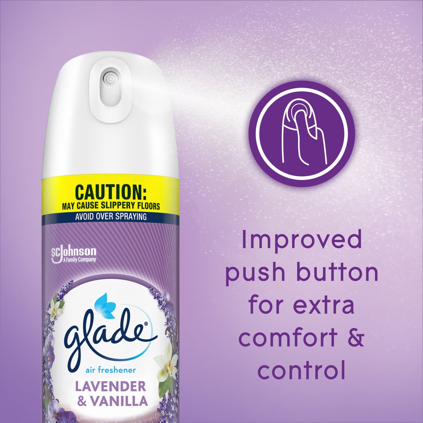 Glade Aerosol Spray, Air Freshener for Home, Lavender & Vanilla Scent, Fragrance Infused with Essential Oils, Invigorating and Refreshing, with 100% Natural Propellent, 8.3 oz