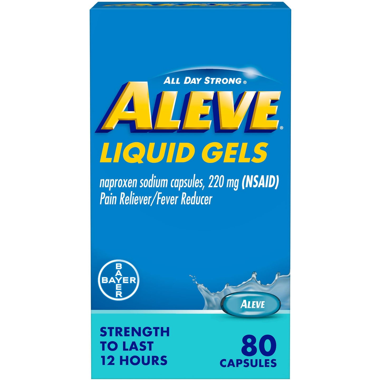 Aleve Liquid Gels Naproxen Sodium Pain Reliever, 80 Count
