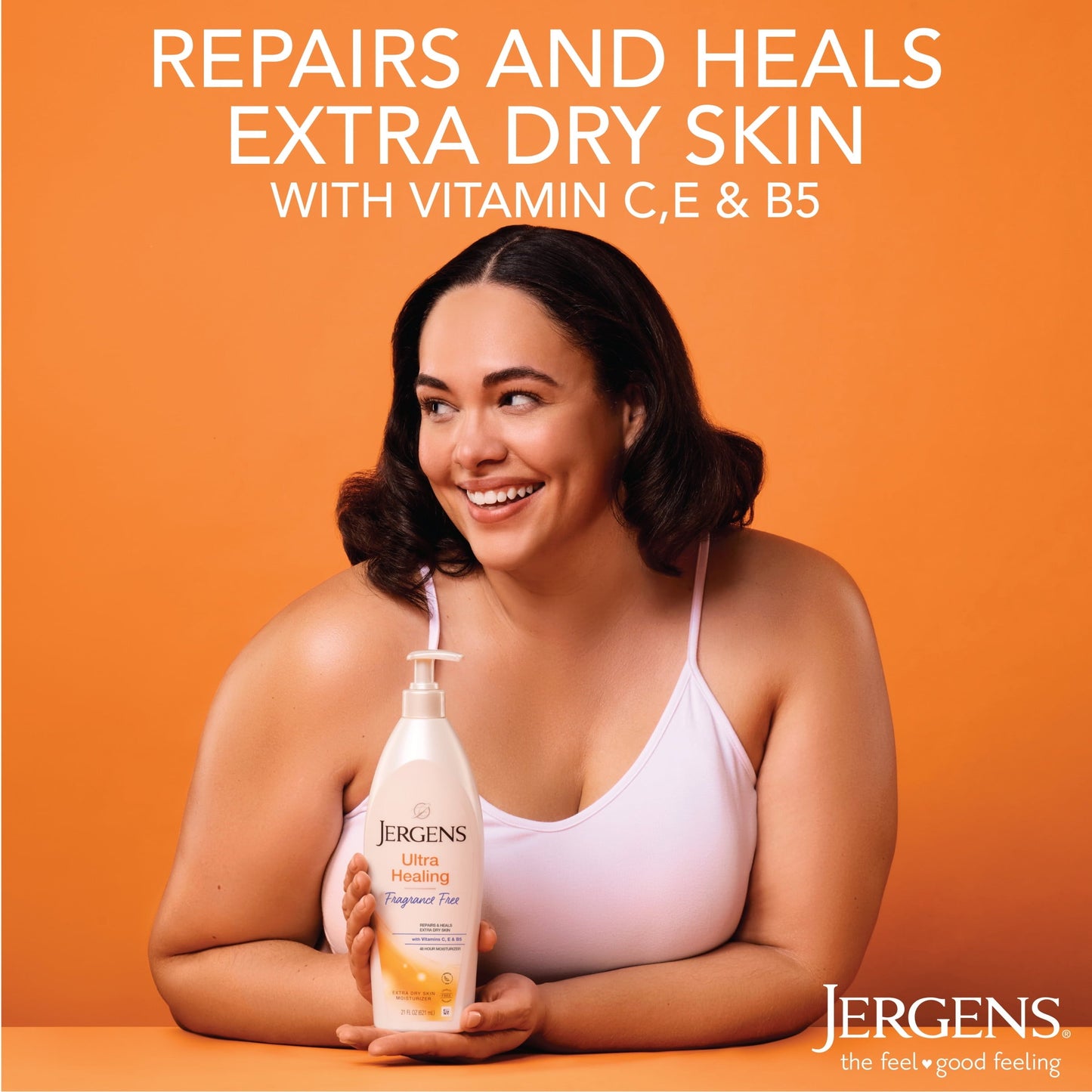 Jergens Fragrance Free Unscented Lotion, Ultra Healing Dry Skin Moisturizer, for Sensitive Skin, 48hr Hydration, 21 Oz