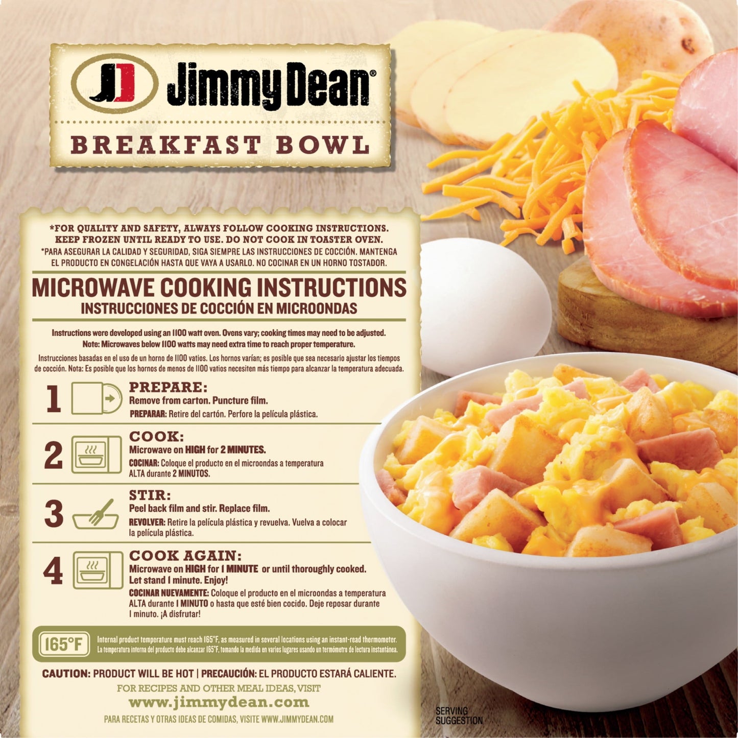 Jimmy Dean Ham & Cheese Breakfast Bowl, 7 oz (Frozen)