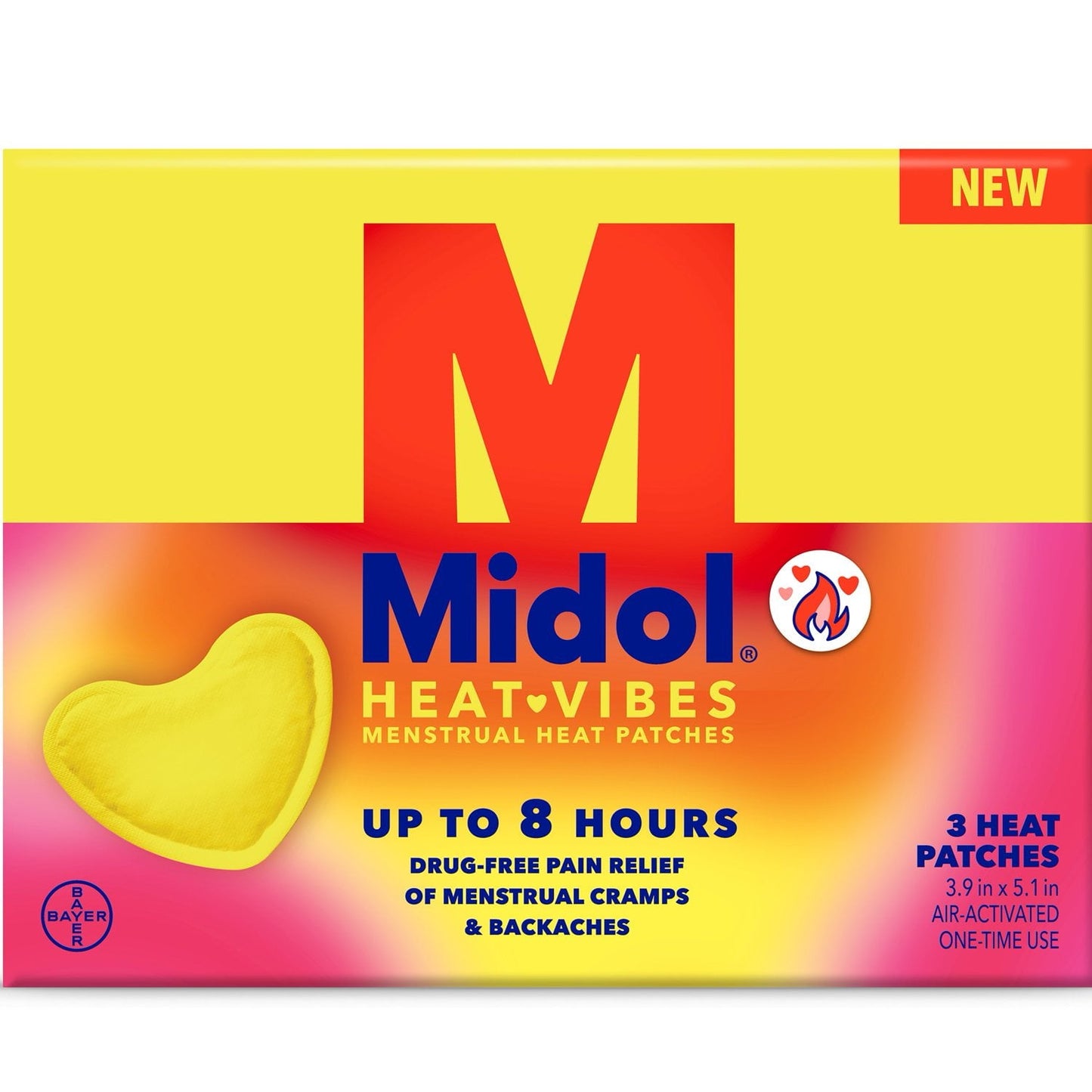 Midol Heat Vibes Menstrual Pain Relief Heat Patches, 3 Count