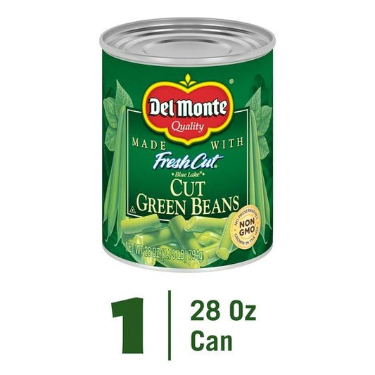 Del Monte Cut Green Beans, Canned Vegetables, 28 oz Can