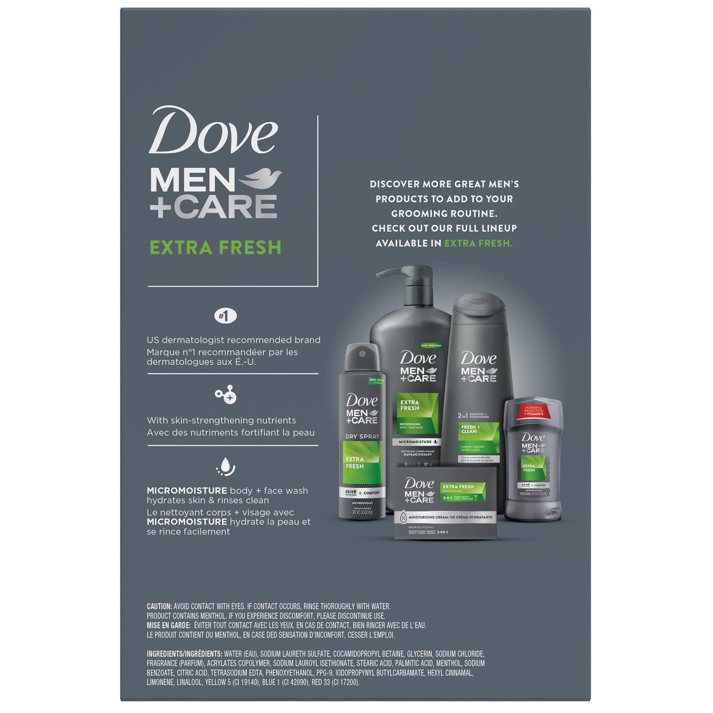 Dove Men+Care Extra Fresh Refreshing Hydrating Face and Body Wash Twin Pack, 18 fl oz