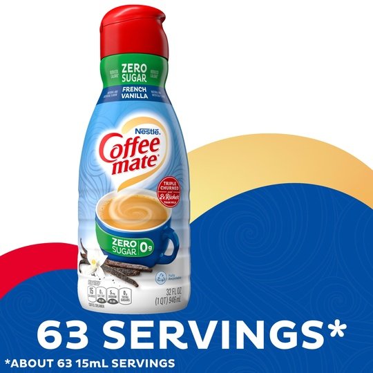 Nestle Coffee mate Zero Sugar French Vanilla Liquid Coffee Creamer, 32 fl oz