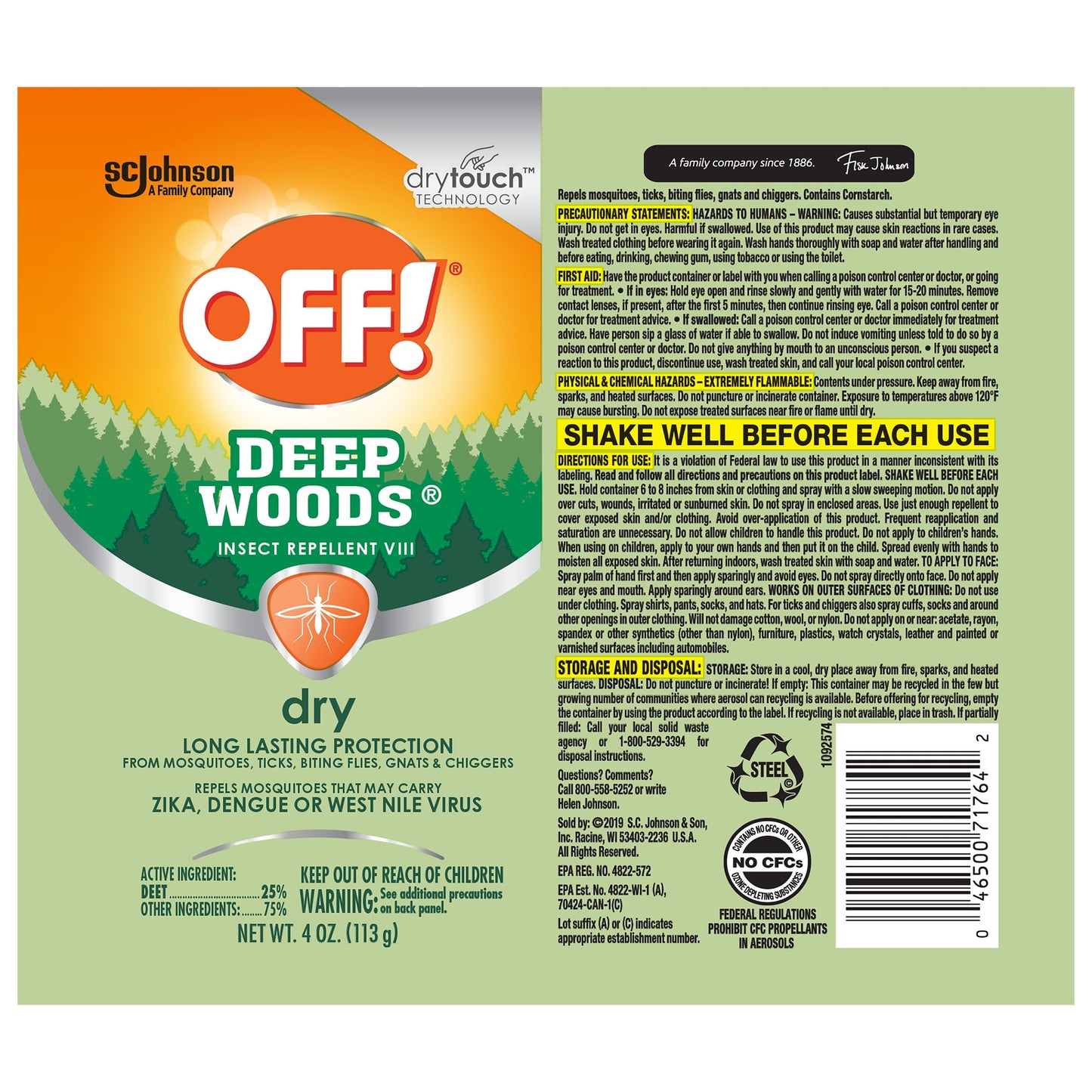 OFF! Deep Woods Insect Repellent VIII Dry, 4 fl oz