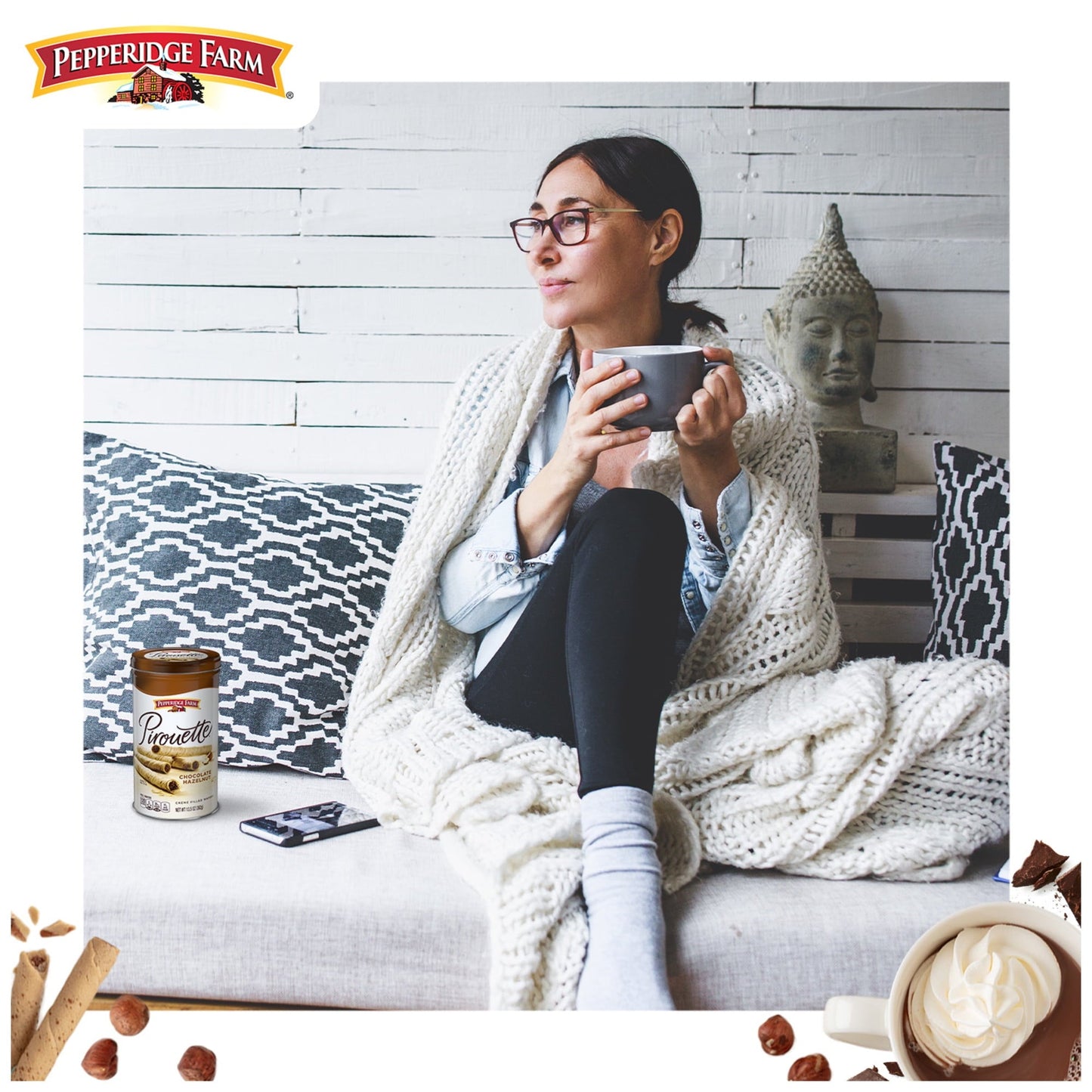 Pepperidge Farm Pirouette Cookies, Chocolate Hazelnut Créme Filled Wafers, 13.5 oz Tin