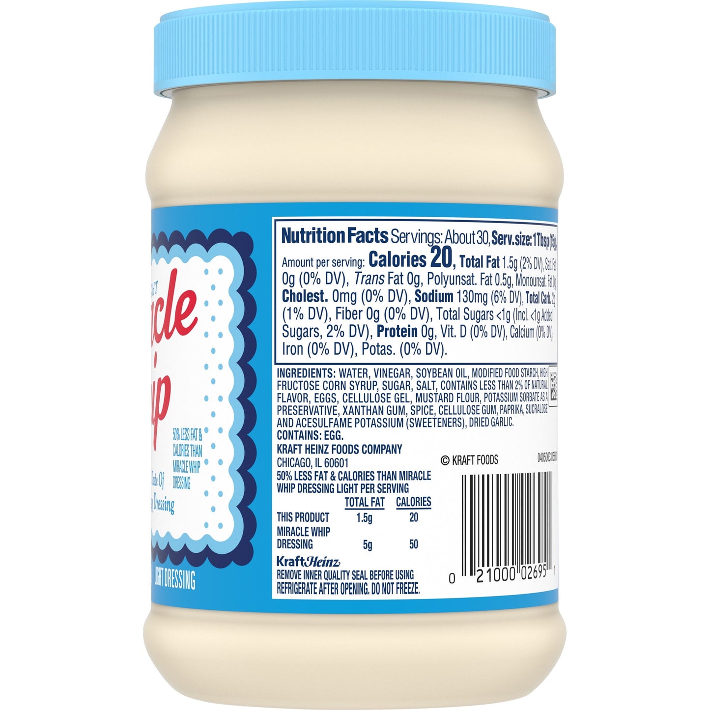 Miracle Whip Light Mayo-like Dressing Jar, 15 fl oz