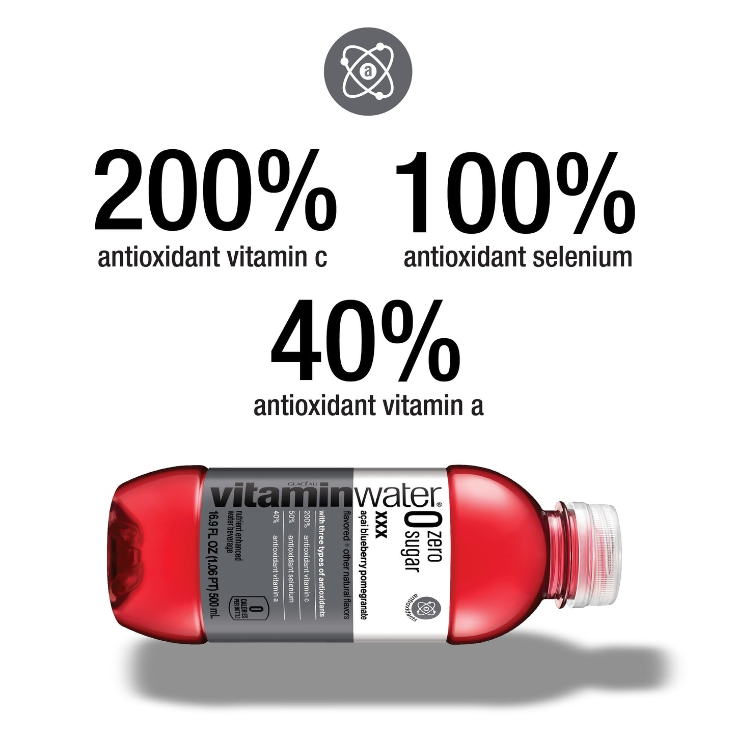 vitaminwater electrolyte enhanced acai-blueberry-pomegranate water, 16.9 fl oz, 6 count bottles