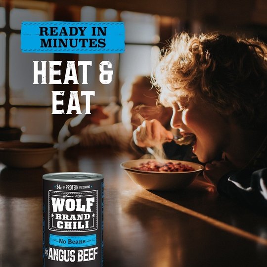 WOLF BRAND Angus No Beans Chili, 15 oz.