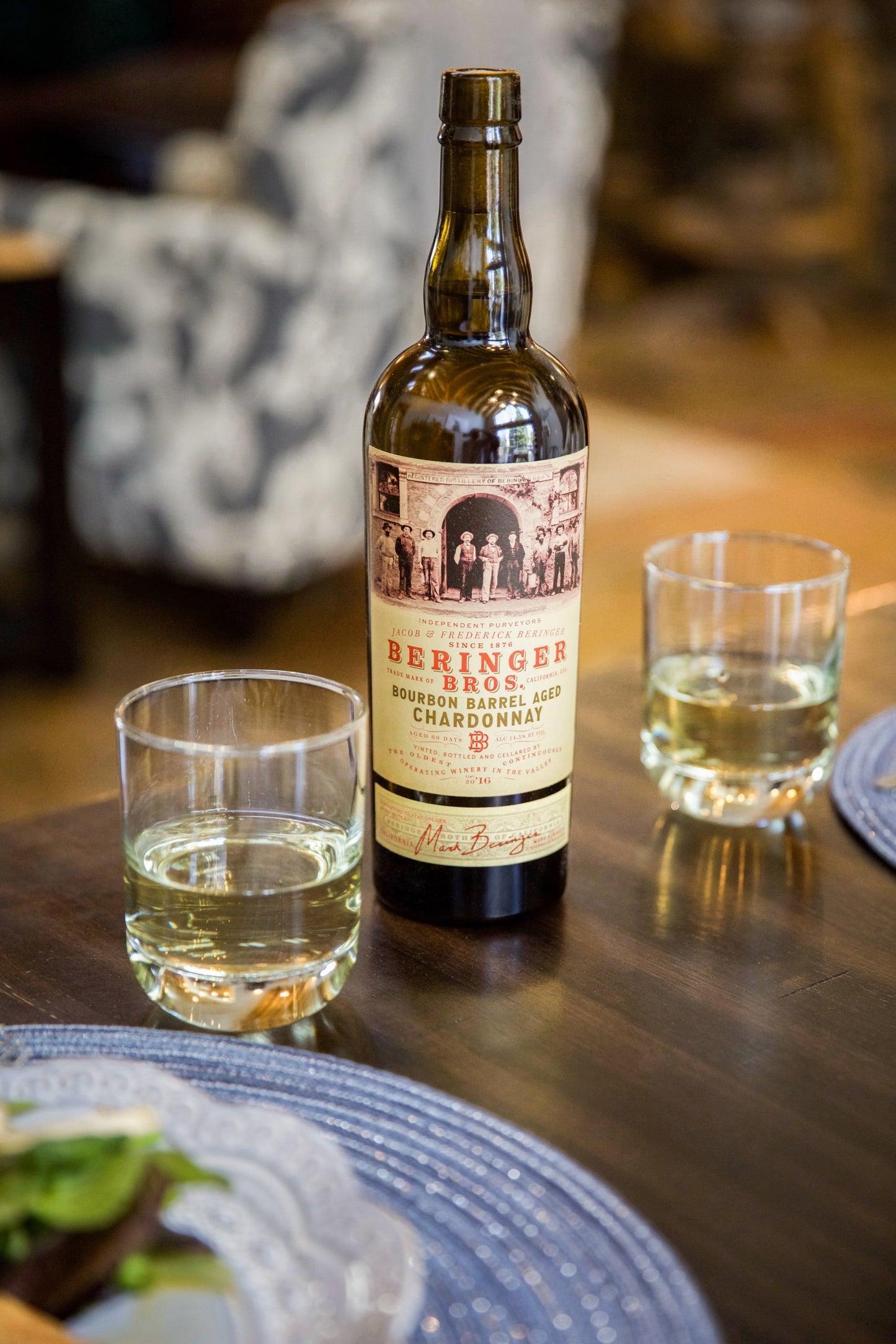 Beringer Bros. Bourbon Barrel Aged California Chardonnay White Wine, 750ml Bottle, 14.5% ABV