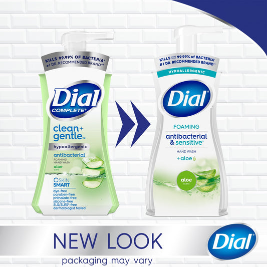 Dial Clean + Gentle Antibacterial Foaming Hand Wash, Aloe Scent, 7.5 fl oz