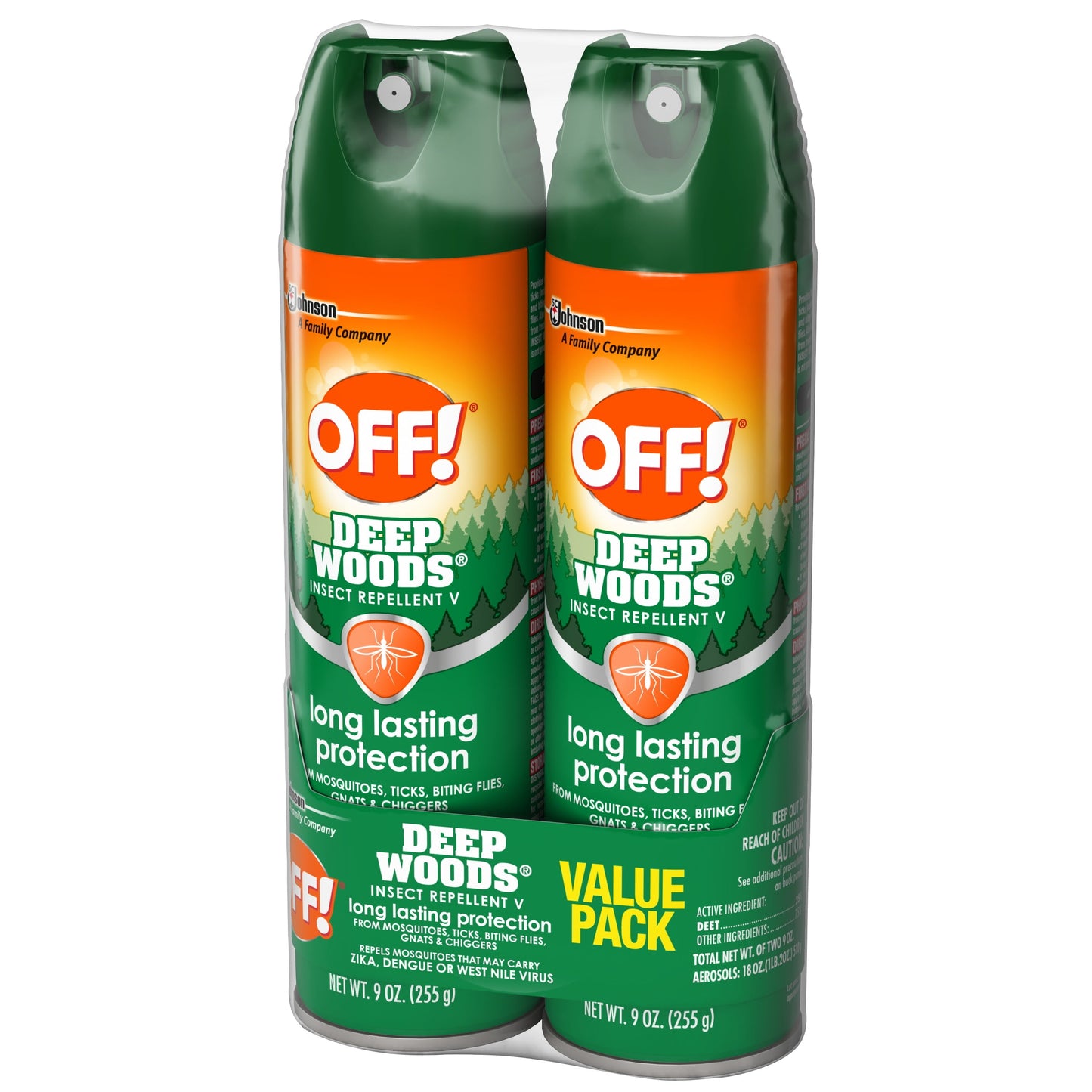 OFF! Deep Woods Insect Repellent V, Biting Insect Spray for Outdoor Use, 9 oz, 2 Count
