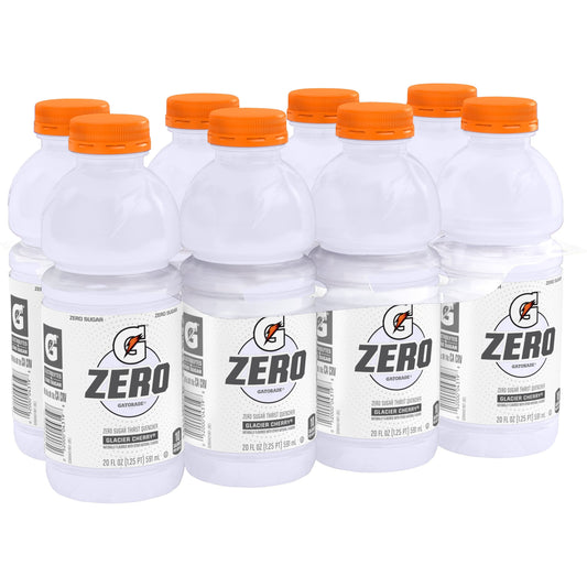Gatorade G Zero Sugar Glacier Cherry Thirst Quencher Sports Drink, 20 oz, 8 Pack Bottles