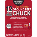 All Natural* 80% Lean/20% Fat Ground Beef Chuck Patties, 12 Count, 4 lb Tray