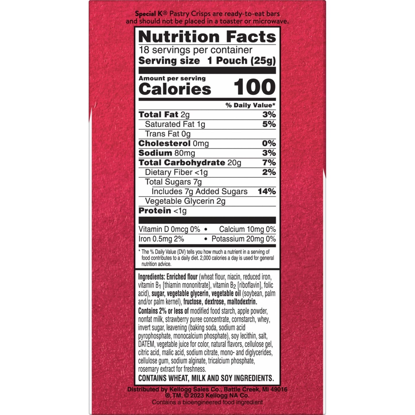 Kellogg's Special K Strawberry Chewy Pastry Crisps, Ready-to-Eat, 15.84 oz, 36 Count