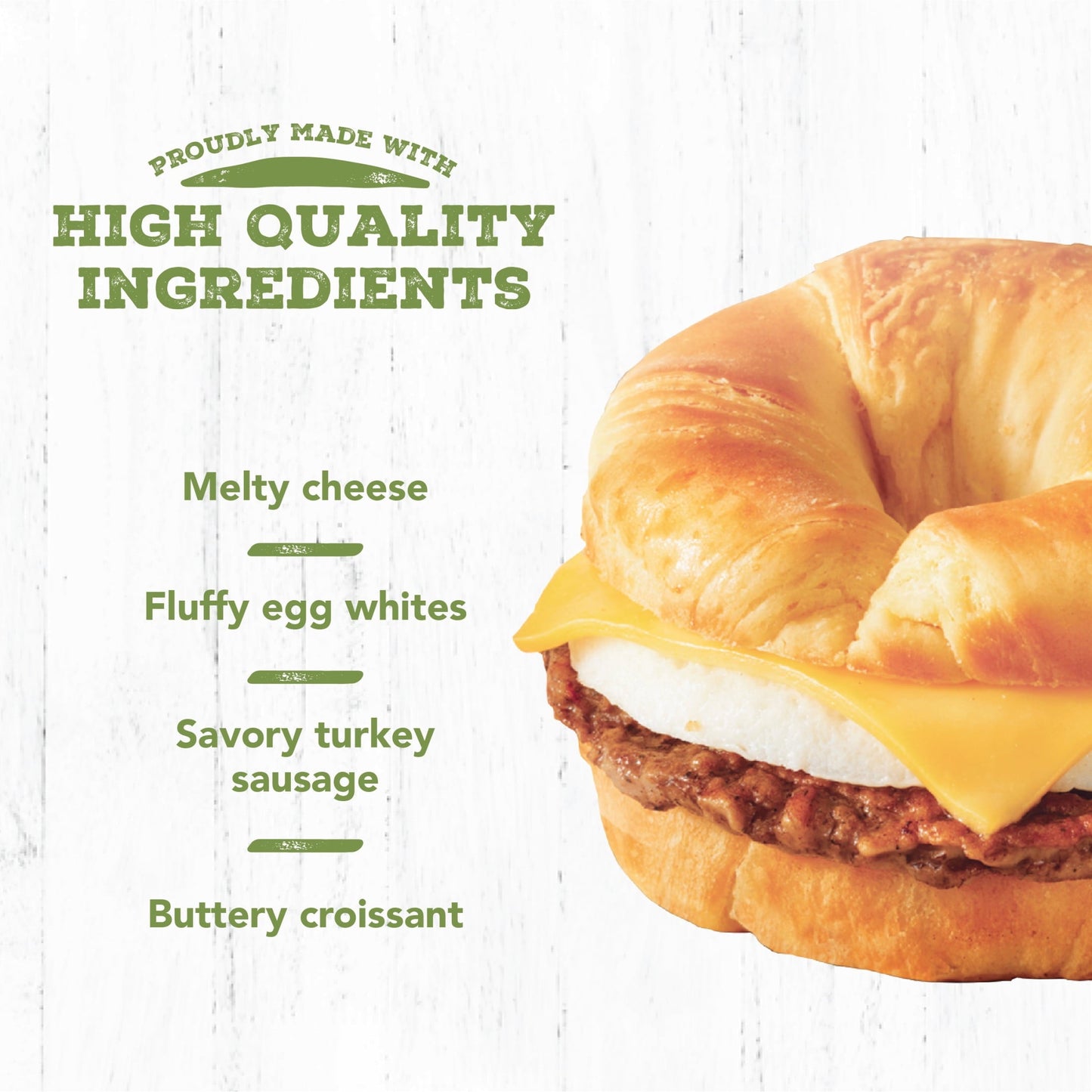 Jimmy Dean Delights Turkey Sausage, Egg White & Cheese Croissant Sandwiches, 19.2 oz, 4 Ct (Frozen)