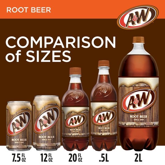 A&W Caffeine-Free, Low Sodium Root Beer Soda Pop, 2 Liter Bottles