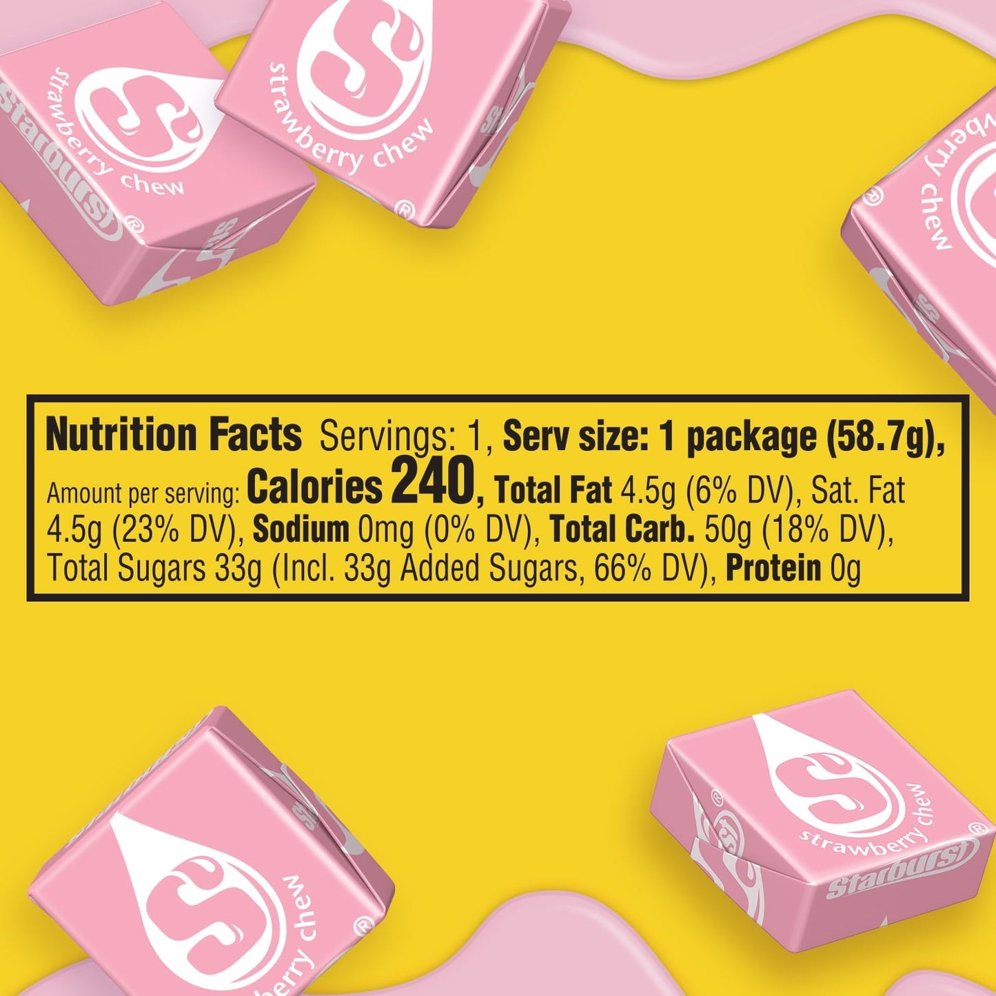 Starburst All Pink Fruit Chews Gummy Candy, Full Size - 2.07 oz