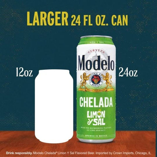 Modelo Chelada Limon y Sal Mexican Import Flavored Beer, 12 Pack Beer, 12 fl oz Cans, 3.5% ABV