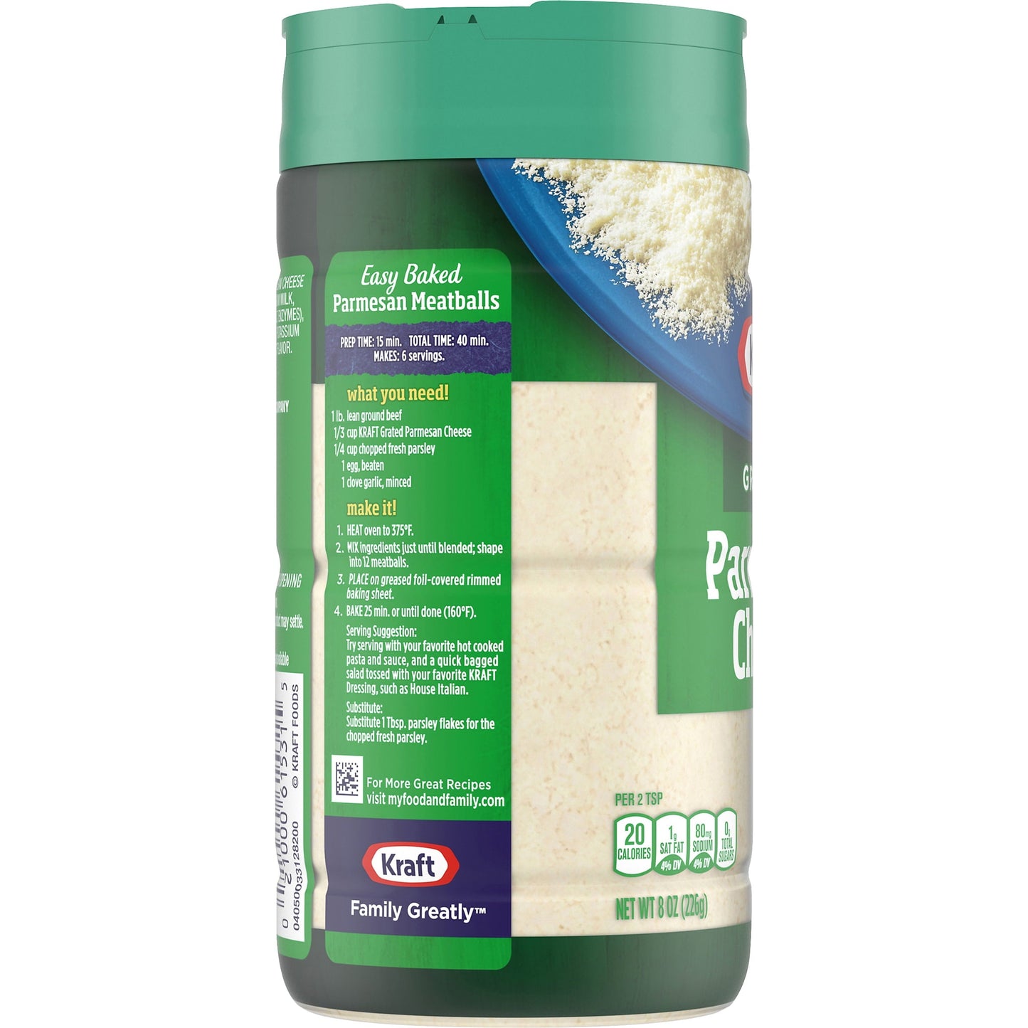 Kraft Parmesan Grated Cheese, 8 oz Shaker