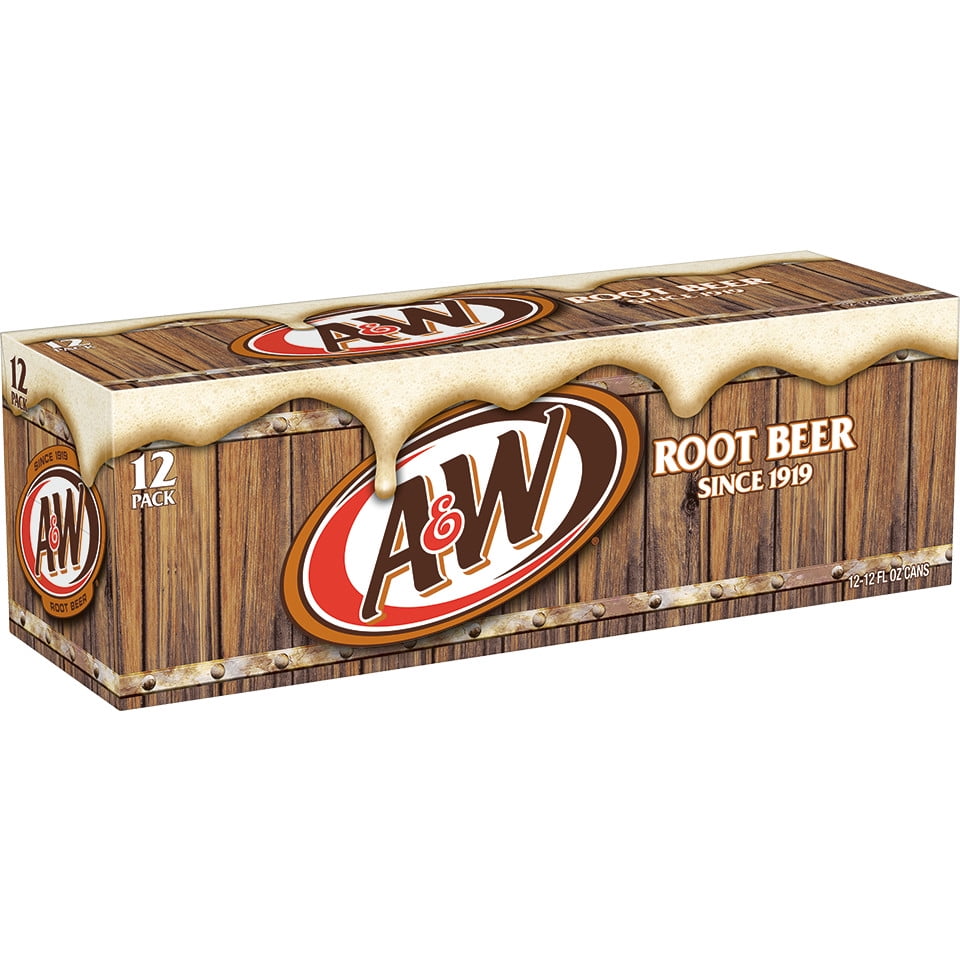 A&W Caffeine-Free, Low Sodium Root Beer Soda Pop, 12 fl oz, 12 Pack Cans