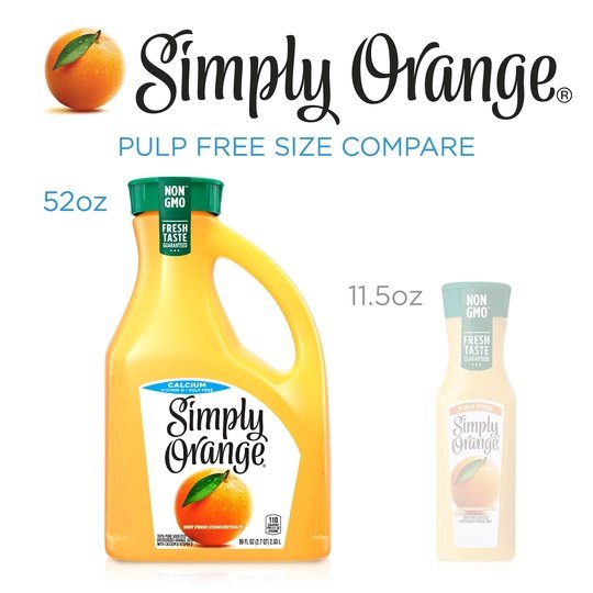 Simply Non GMO No Pulp Calcium Orange Juice, 89 fl oz Bottle