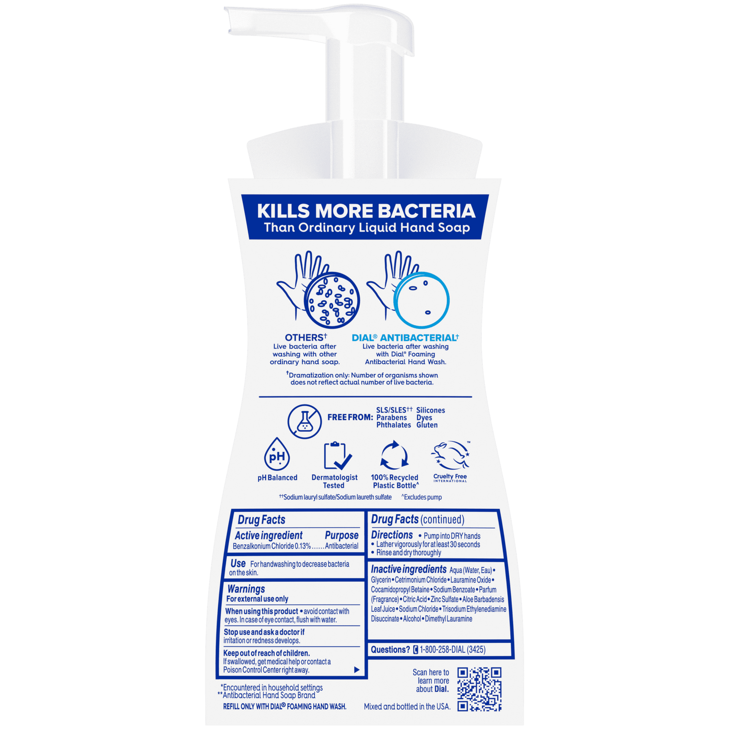 Dial Clean + Gentle Antibacterial Foaming Hand Wash, Aloe Scent, 7.5 fl oz