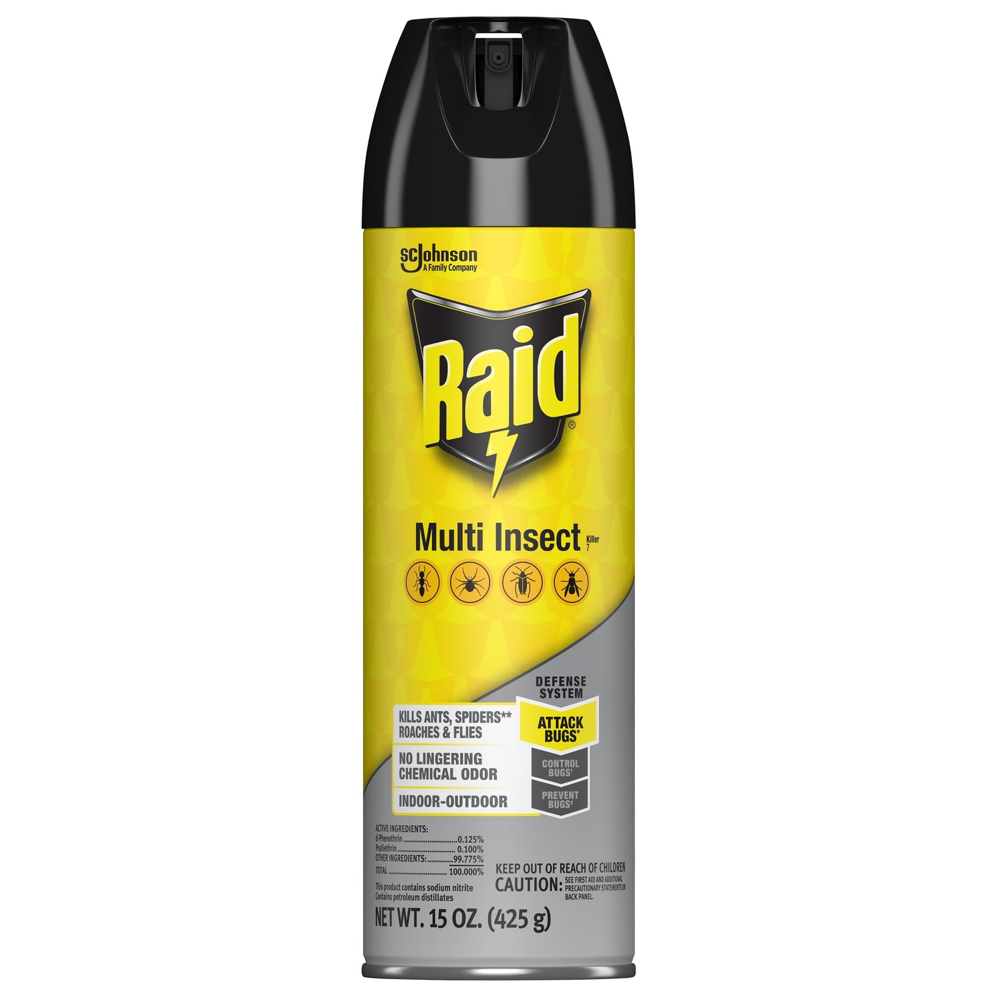 Raid Defense System Indoor and Outdoor Multi Insect Killer Spray, 15 oz